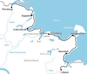 Ostseeküsten-Radweg - Karte