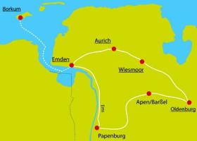 Radtour Ostfriesland & Ammerland - Karte