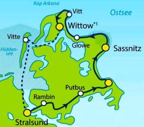 Bike tour on Rügen - map