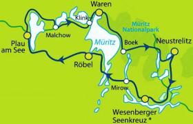Cycle tour Müritz & Lake Plau - map