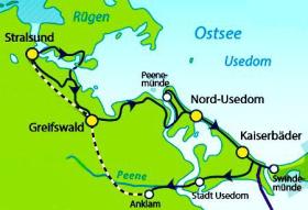 Cycle tour Usedom & Western Pomerania - map