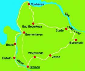 Cycle tour on Weser & Elbe - map