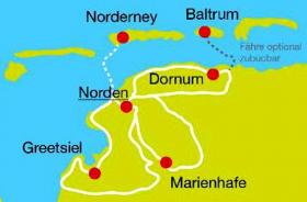 Short Cycling Holidays in East Frisia - map
