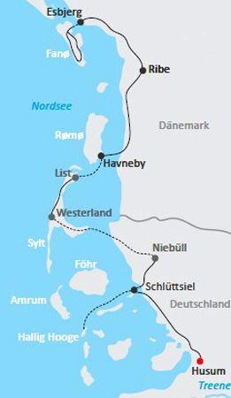 Deutsch-Dänischer Nordsee-Radweg - Karte