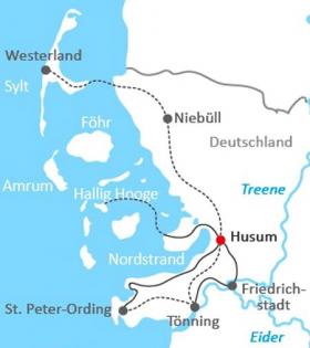 Radtouren an der Nordsee - Karte